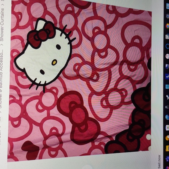 Hello Kitty Pink Shower Curtain 72" x 72" Cotton Fabric Bows Polka Dots Pink AOP - Picture 6 of 11